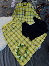 Yellow Small Grid Skirt Set