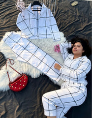 White Grid Co-Ord Set