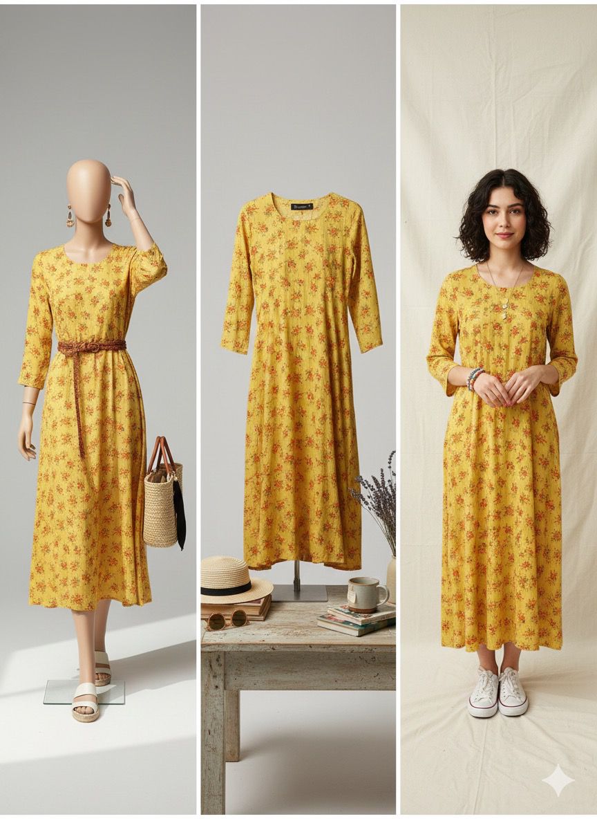 Modern Yellow Floral Dress