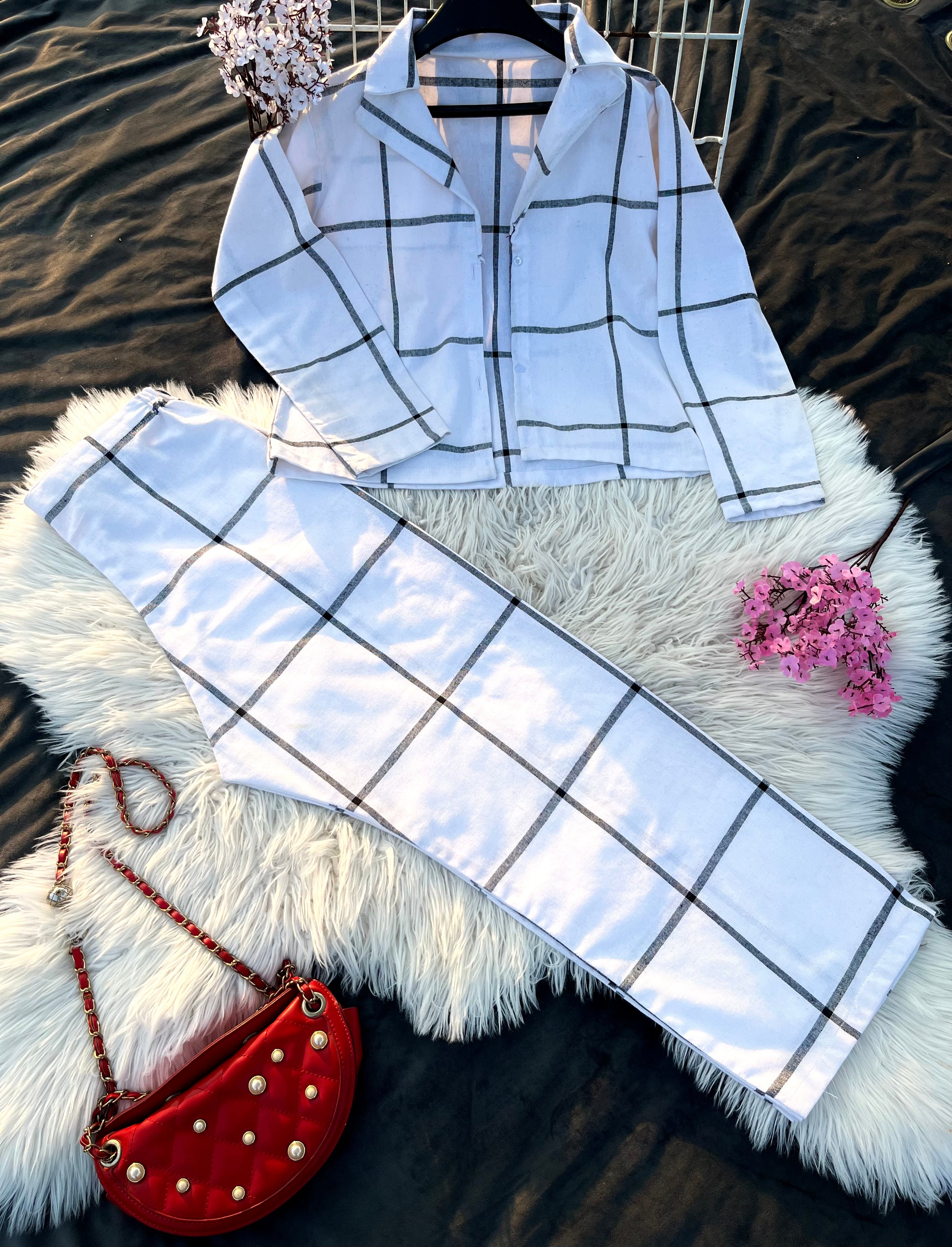 White Grid Co-Ord Set