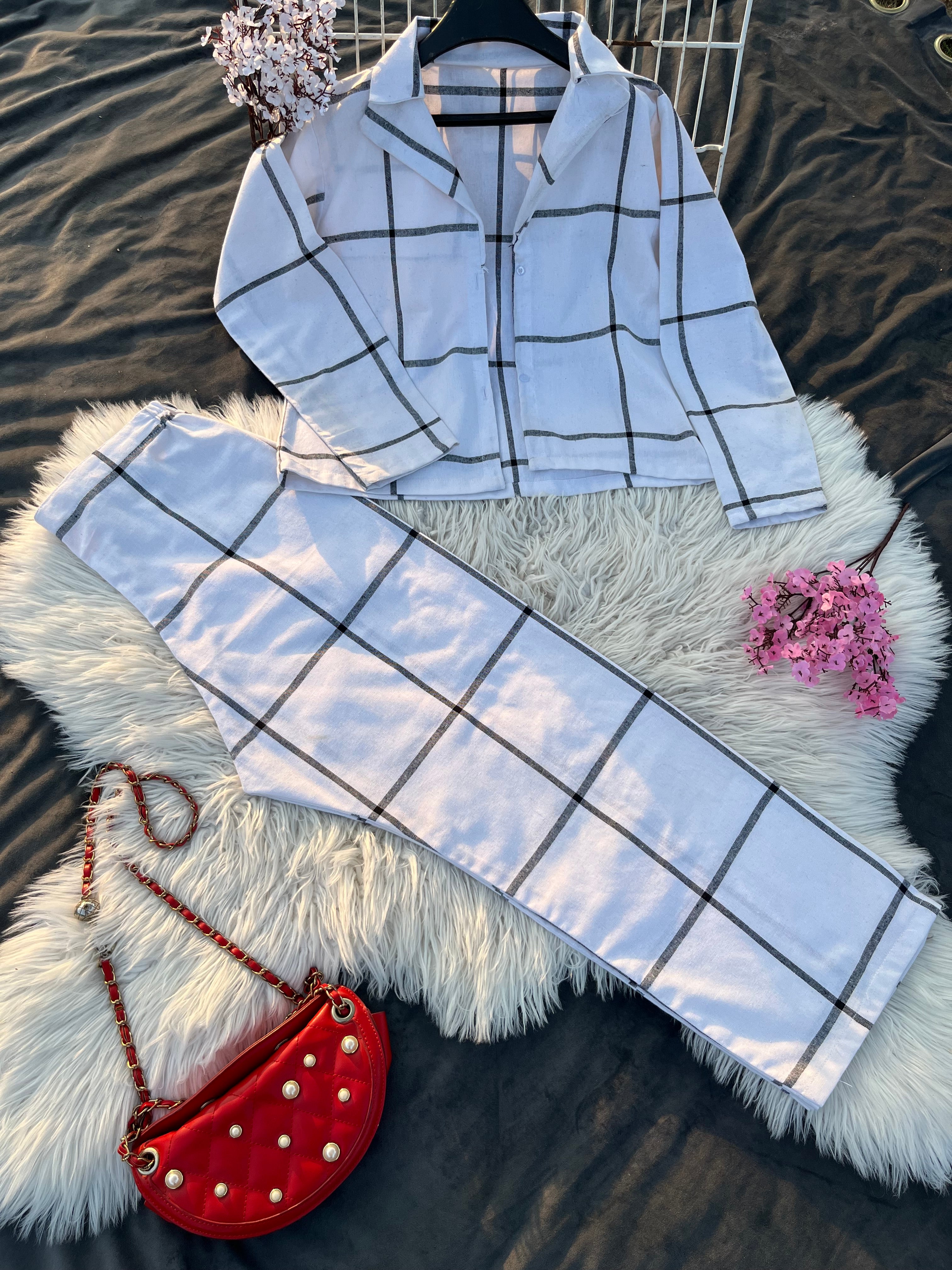 White Grid Co-Ord Set