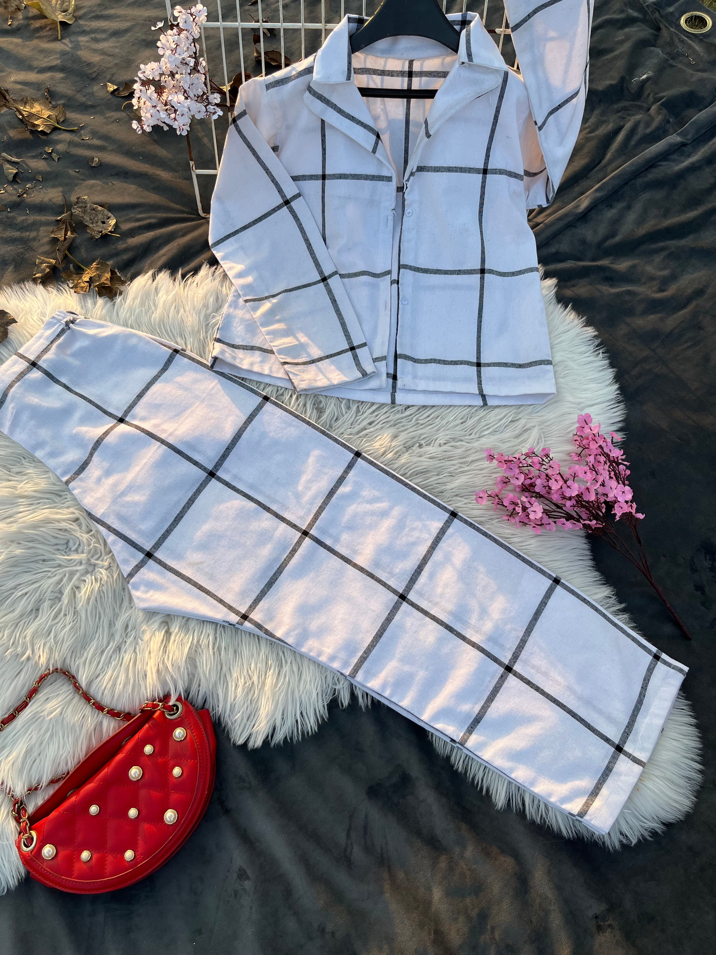 White Grid Co-Ord Set