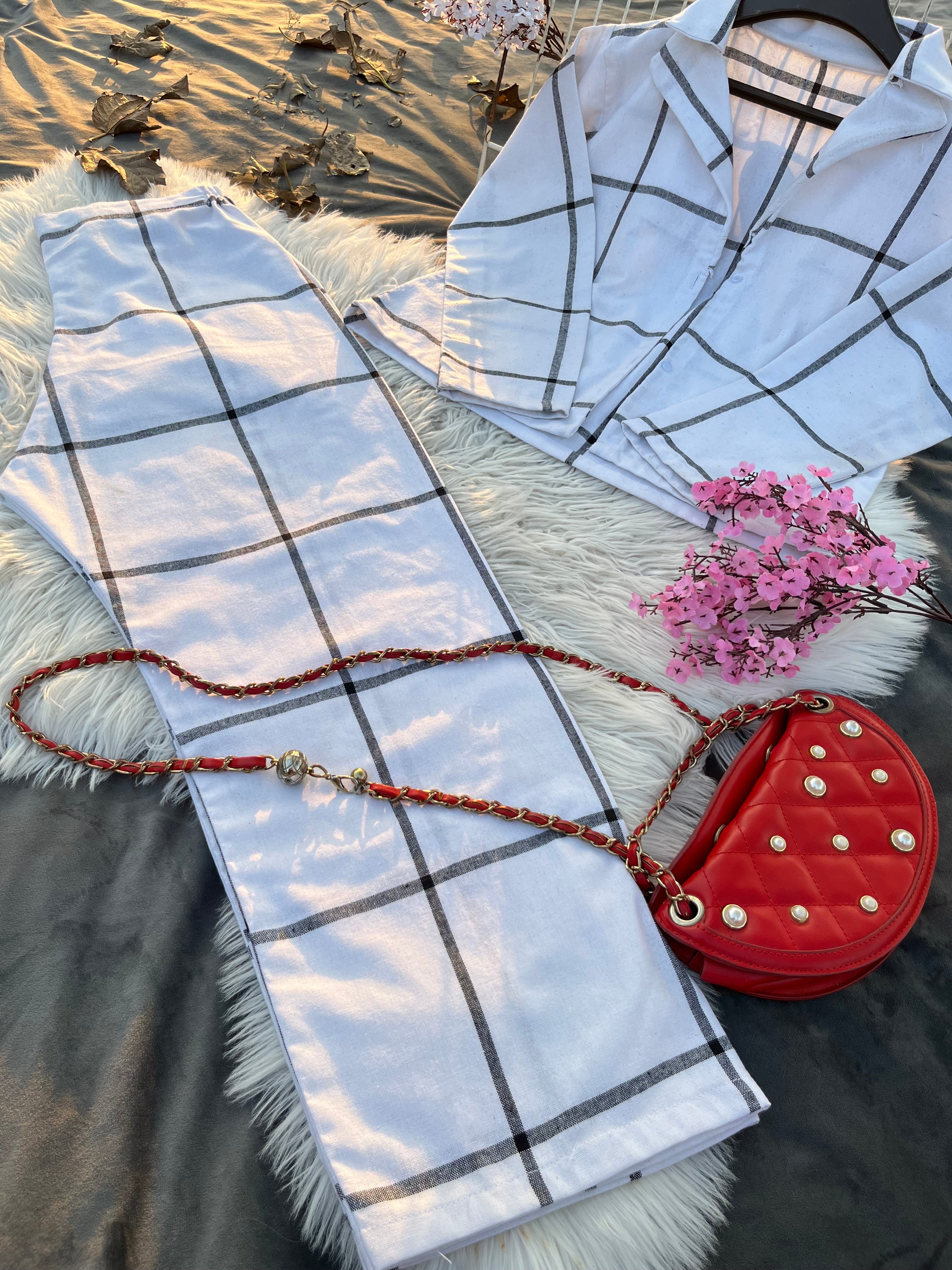 White Grid Co-Ord Set