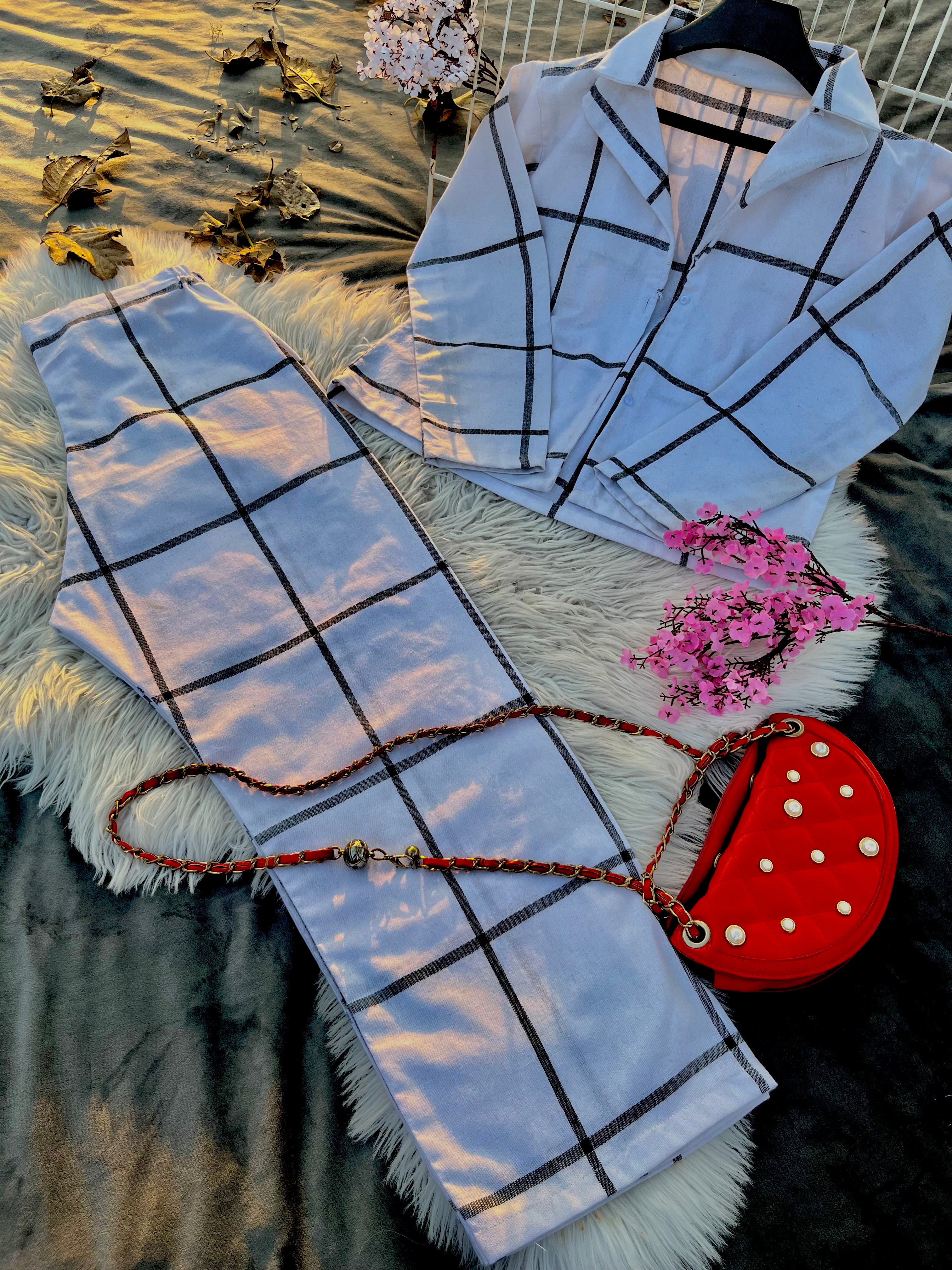 White Grid Co-Ord Set